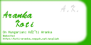 aranka koti business card